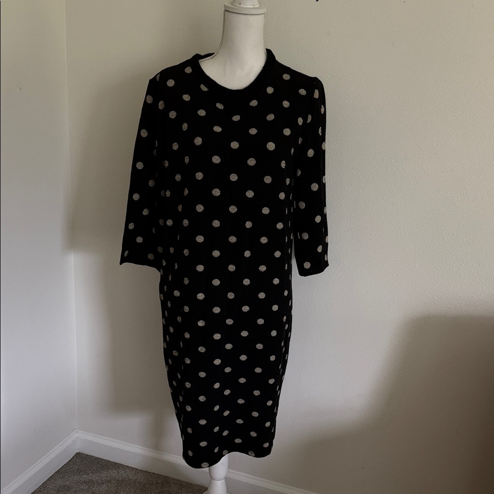 Zara Black Dress with White Polka Dots